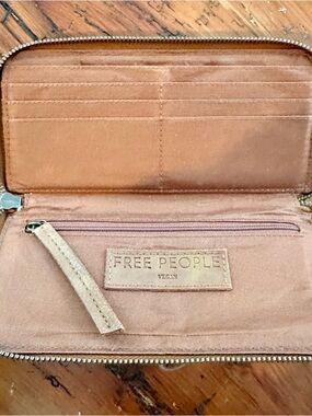 Free People Vegan Tan Zip-Around Organizer Wallet